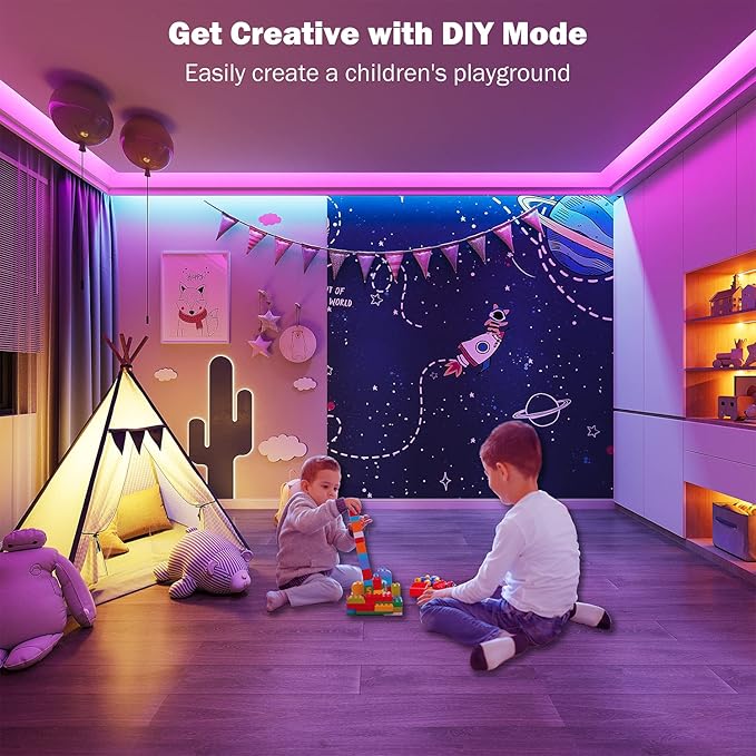 Led Lights for Bedroom 100 ft (2 Rolls of 50ft) Music Sync Color Changing RGB Led Strip Lights with Remote App Control Bluetooth Led Strip