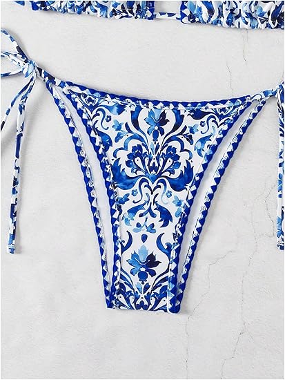 Milumia Women's Two Piece Bikini Set Floral Paisley Halter String Triangle