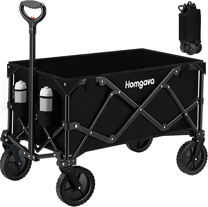 Collapsible Folding Wagon Cart 150L,Heavy Duty Garden Cart with All Terrain Wheels