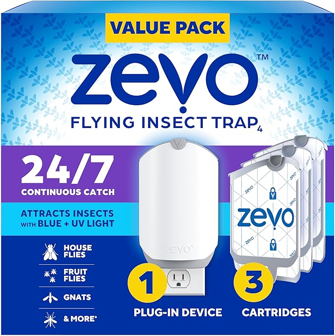 Zevo Flying Insect Trap for Indoors: Light Trap Captures Fruit Flies