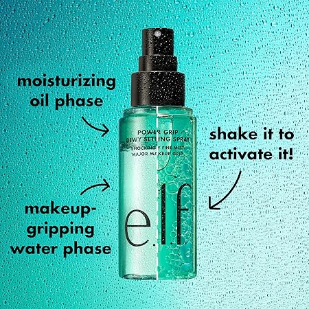 e.l.f. Power Grip Dewy Setting Spray, Ultra Fine Mist Made With Hyaluronic Acid