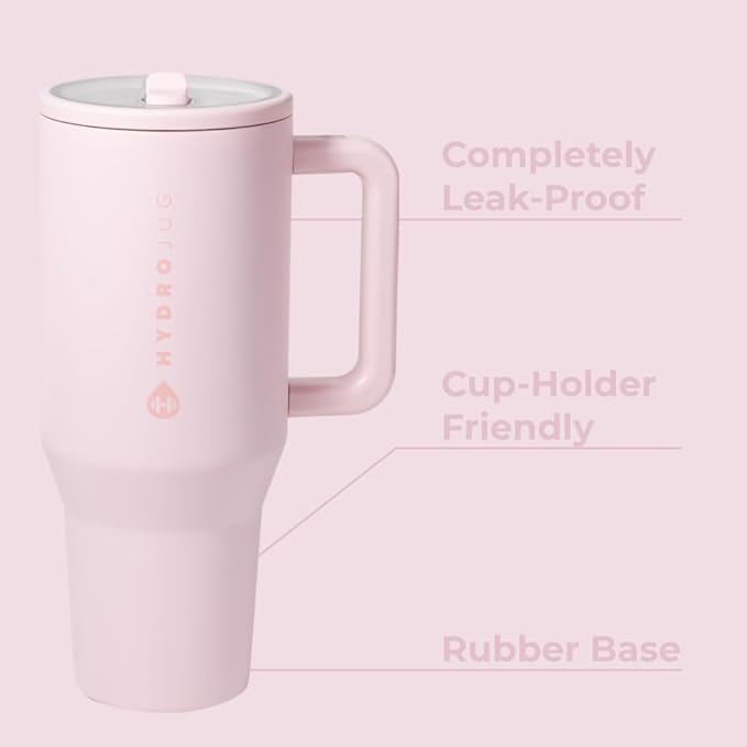 HydroJug Traveler - 40 oz Water Bottle with Handle & Flip Straw - Fits in Cup Holder