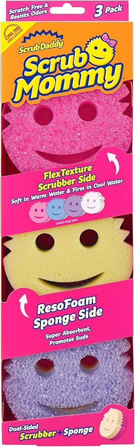 Scrub Daddy Scrub Mommy Sponges - Dish Scrubber + Non-Scratch Cleaning Sponges Kitchen, Bathroom + Multi-Surface