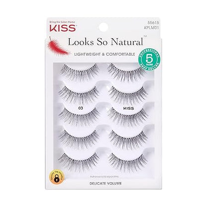 KISS Looks So Natural False Eyelashes Multipack #03, Lightweight & Comfortable, Delicate Volume, Natural-Looking