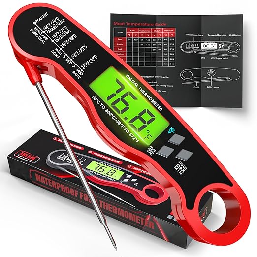Digital Meat Thermometer for Cooking - Waterproof Kitchen Thermometer with Backlight and Hold, Fast Instant Read Food Thermometer