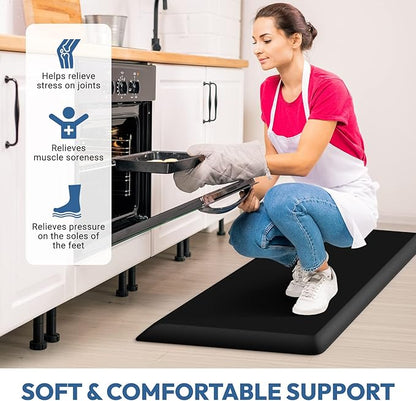 4/5 Inch Thick Kitchen Mat - Cushioned Anti Fatigue Mats for Kitchen Floor - Easy to Clean, Waterproof, Non-Slip Kitchen Rug for Sink, Office, Kitchen (17''x24'' Black)