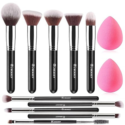 BEAKEY Makeup Brushes Set, Professional Foundation Eyeshadow Concealer Blush Powder Bronzer Applicator,