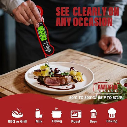 Digital Meat Thermometer for Cooking - Waterproof Kitchen Thermometer with Backlight and Hold, Fast Instant Read Food Thermometer
