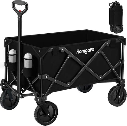 Collapsible Folding Wagon Cart 150L,Heavy Duty Garden Cart with All Terrain Wheels